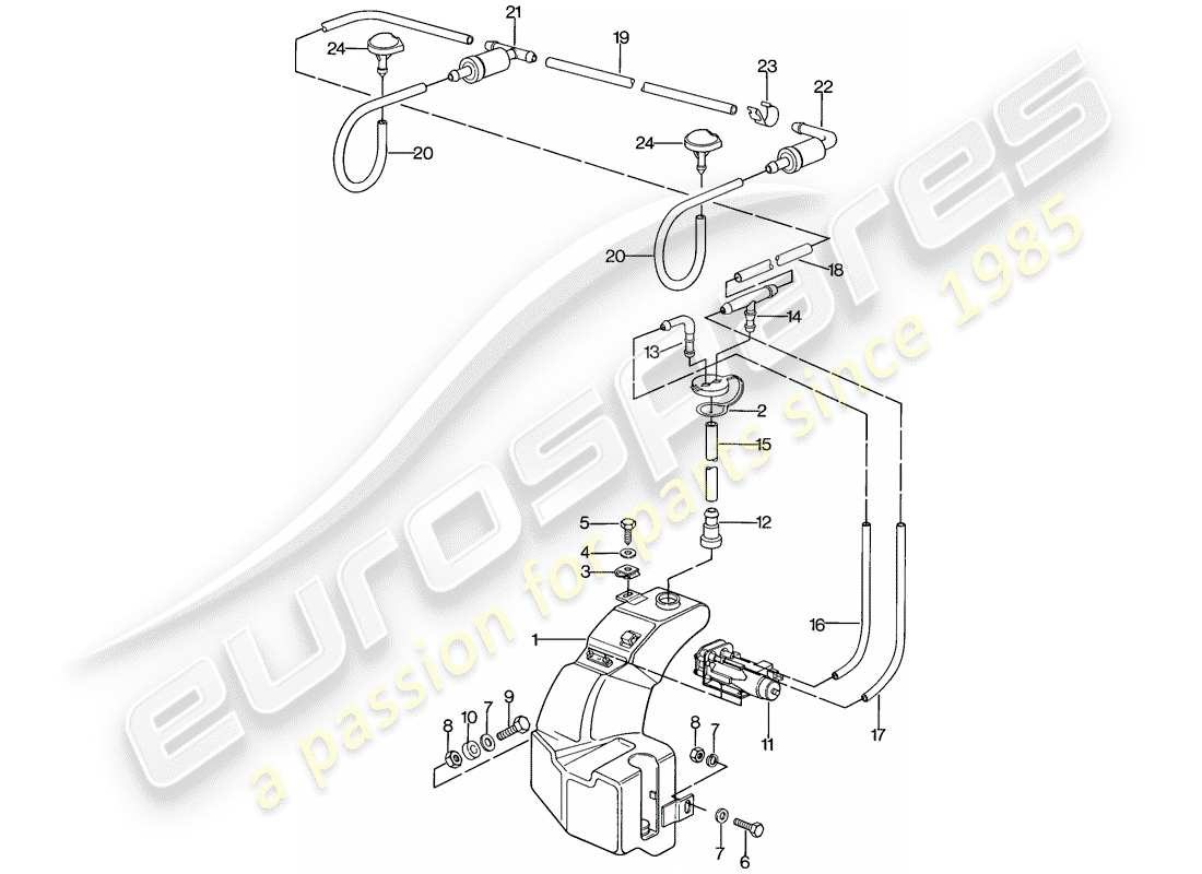 porsche 1977 (924) windshield washer unit - d - mj 1979>> - mj 1979 part diagram