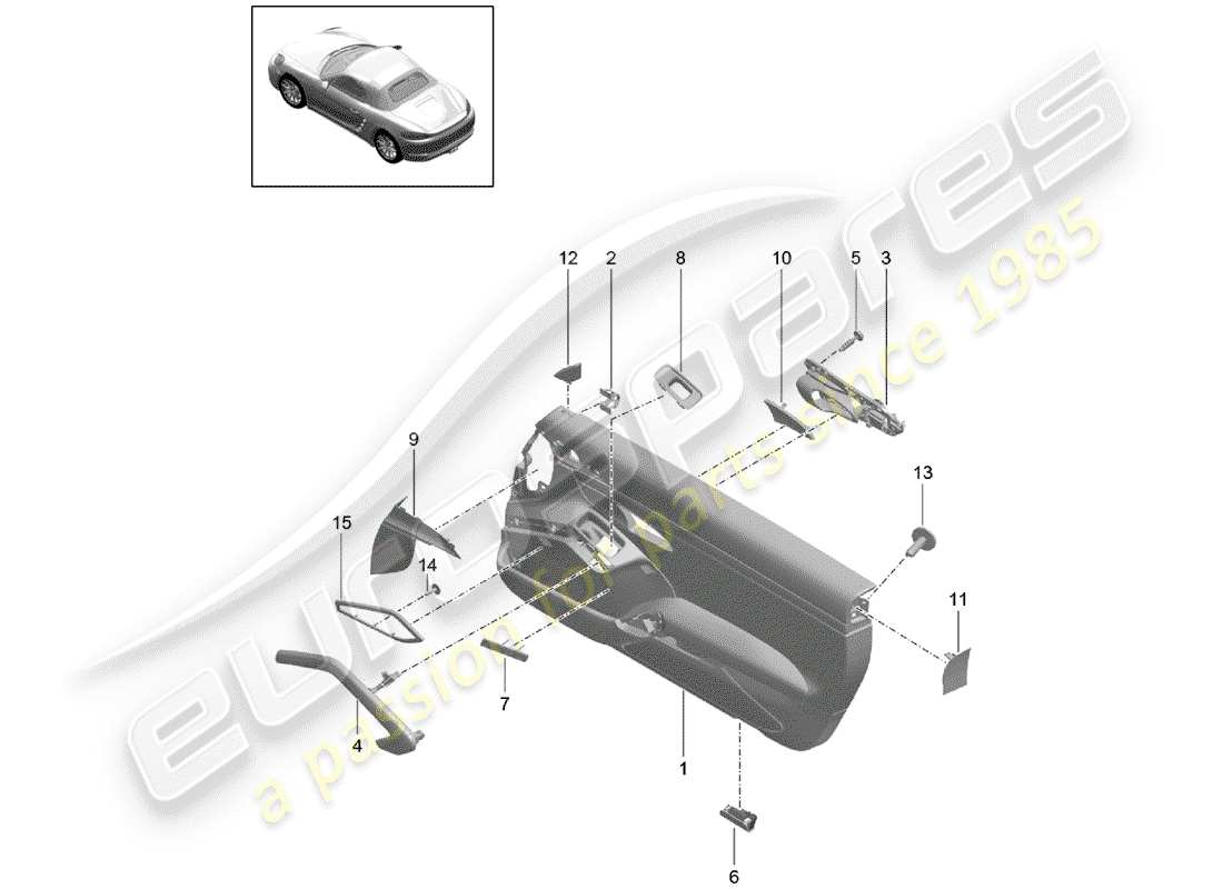 porsche 718 boxster (2019) door trim parts diagram