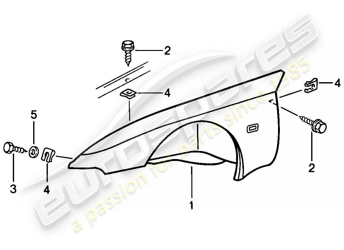 porsche 1983 (944) fender parts diagram