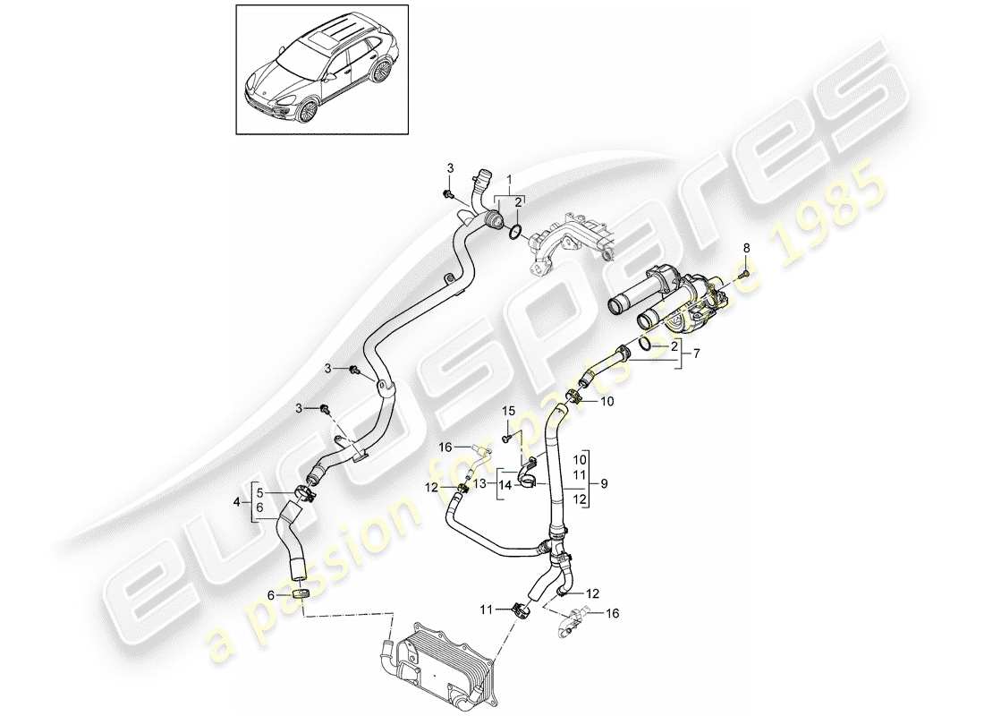 porsche 2015 (cayenne e2 92a) water cooling 2 part diagram