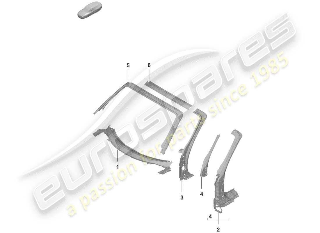porsche 2020 (992-1) a-pillar part diagram