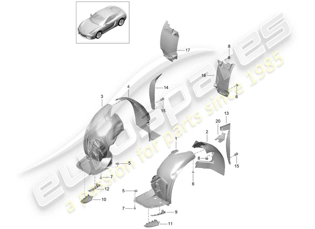 porsche 2015 (981 cayman) trims part diagram