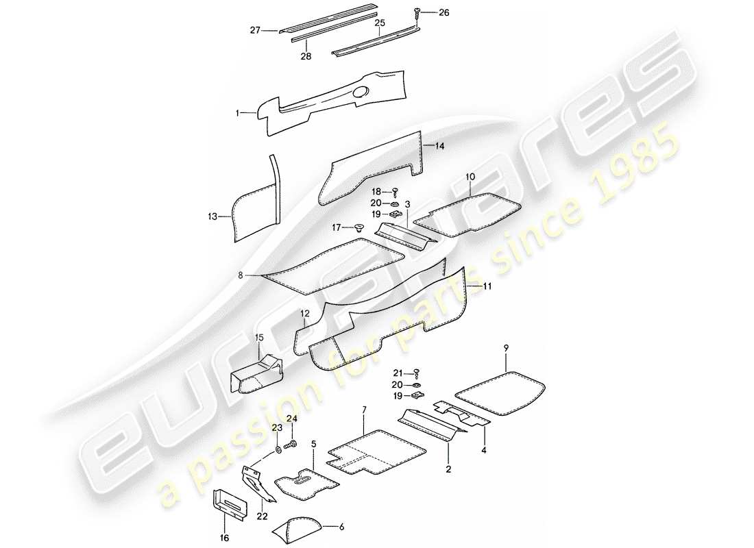 porsche 1987 (959) lining parts diagram
