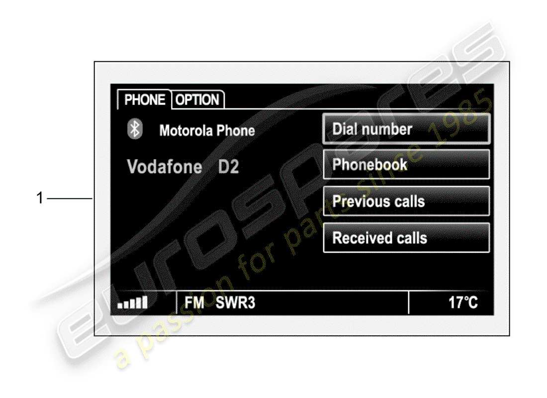porsche 2018 (tequipment 98x/99x) retrofit kit for handsfree part diagram