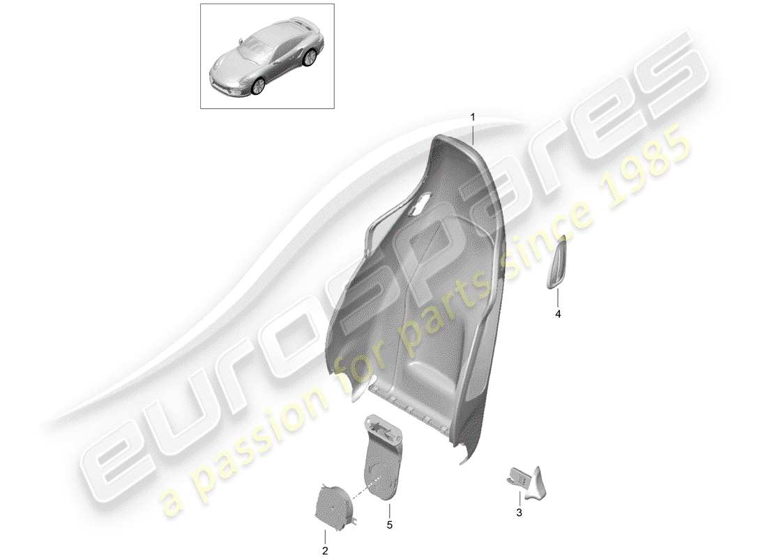 porsche 2017 (991-2 turbo) backrest shell part diagram
