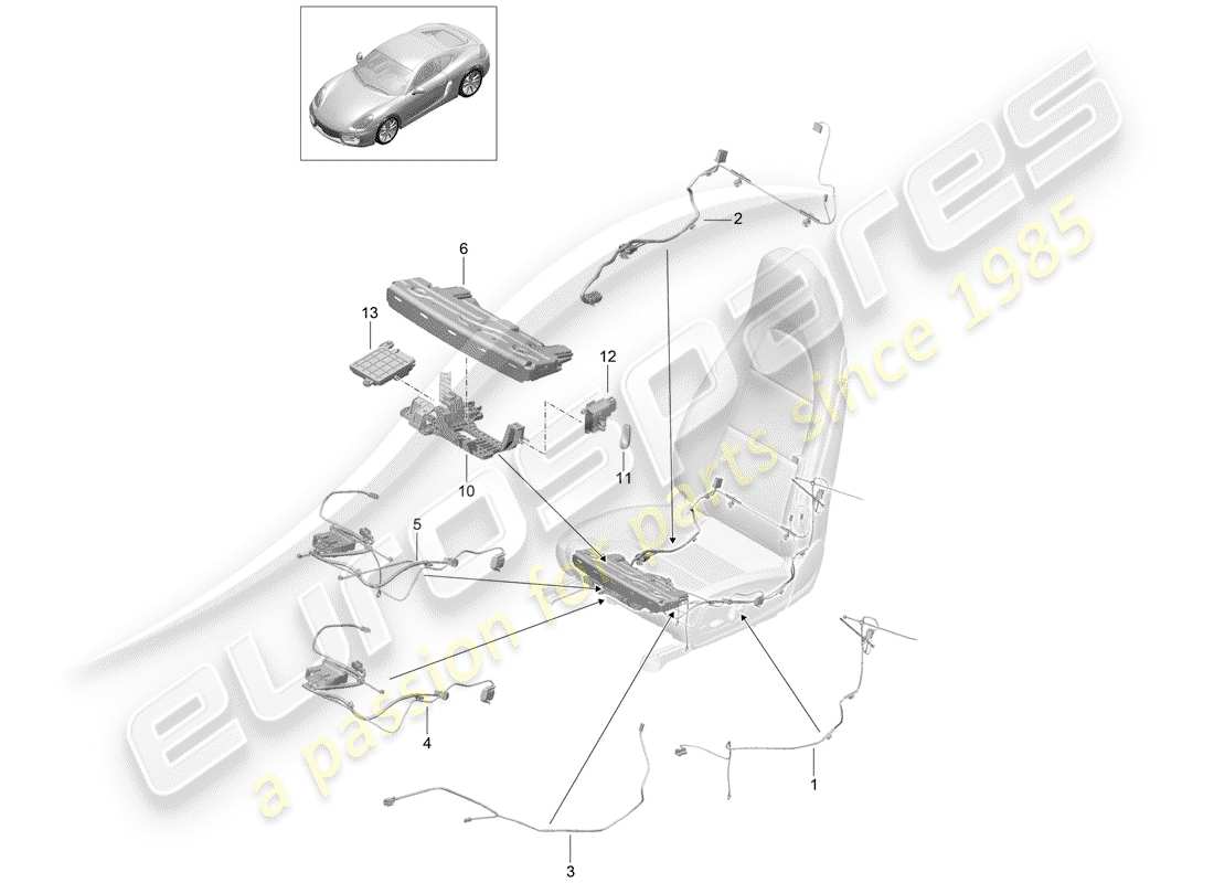 porsche 2014 (981 cayman) wiring harnesses parts diagram