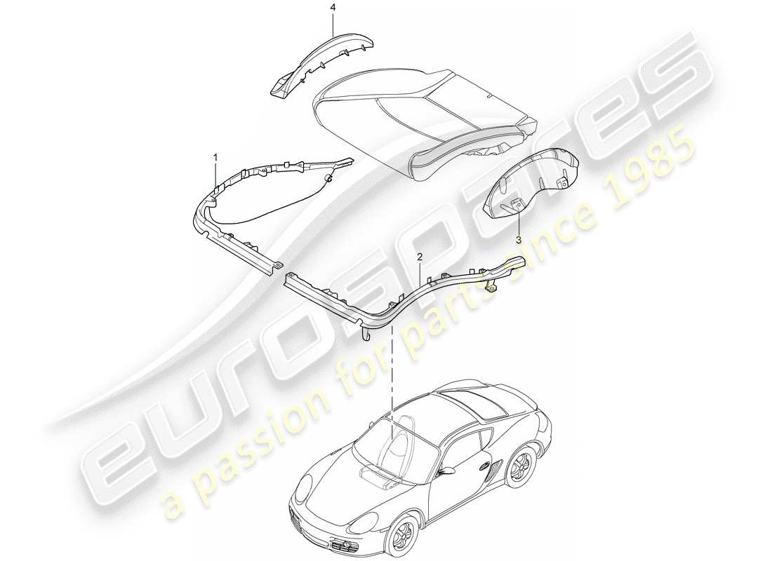 porsche 2006 (987 cayman) cushion carrier part diagram