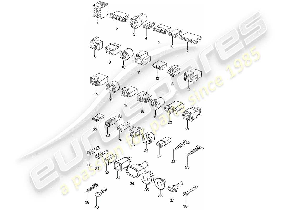 porsche 1976 (924) push-on connector parts diagram