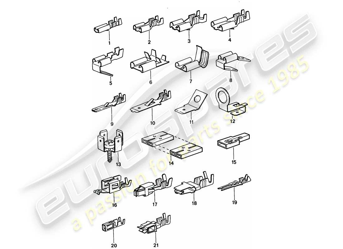 porsche 1994 (968) male blade terminal - push-on connector parts diagram