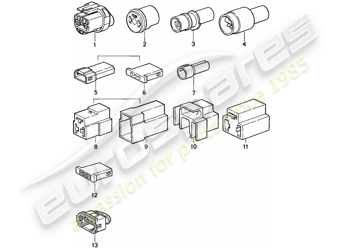 porsche 1986 (944) connector housing - 3-pole parts diagram