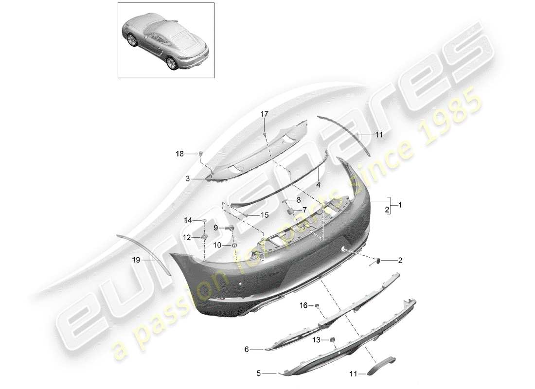 porsche 2017 (718 cayman) bumper part diagram