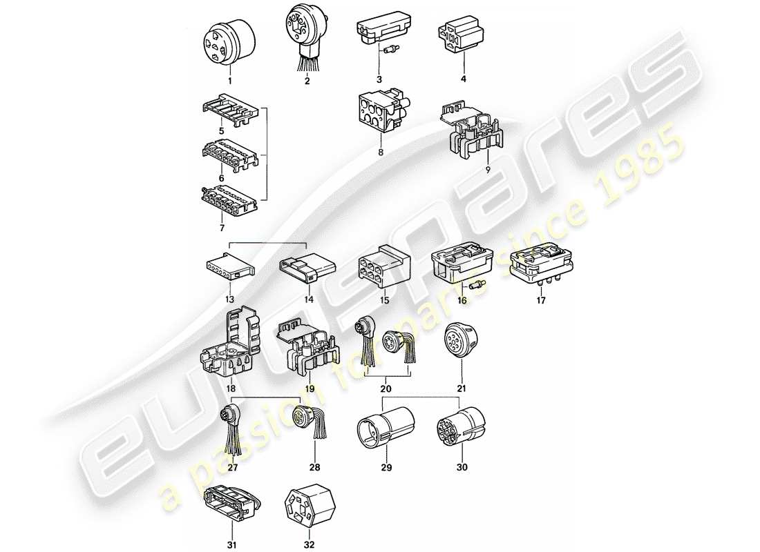 porsche 1987 (924s) connector housing parts diagram