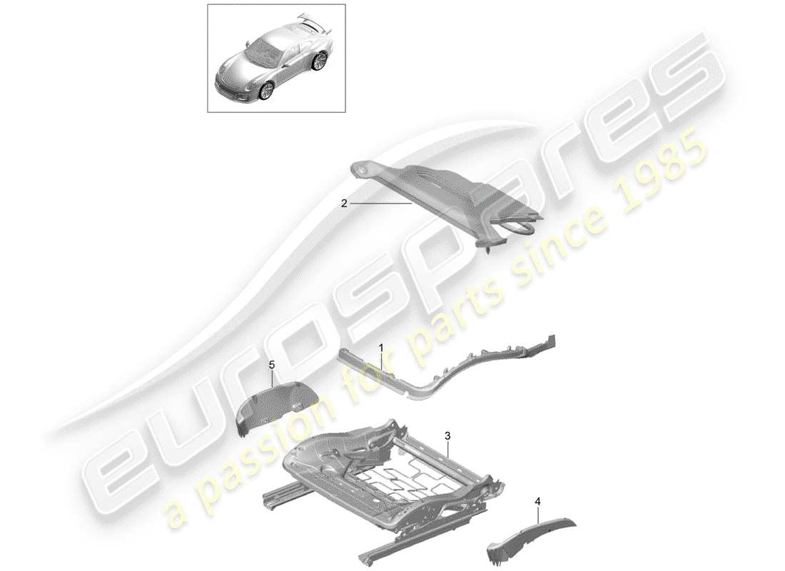 porsche 2016 (991-1 r/gt3/rs) padding for seat part diagram