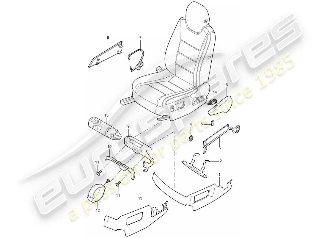 porsche 2003 (cayenne e1 9pa) seat frame part diagram