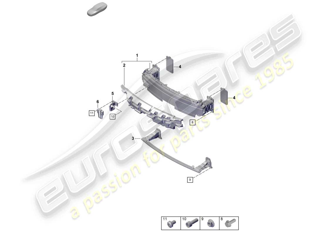 porsche 2019 (992-1) bumper carrier front 911 dakar parts diagram