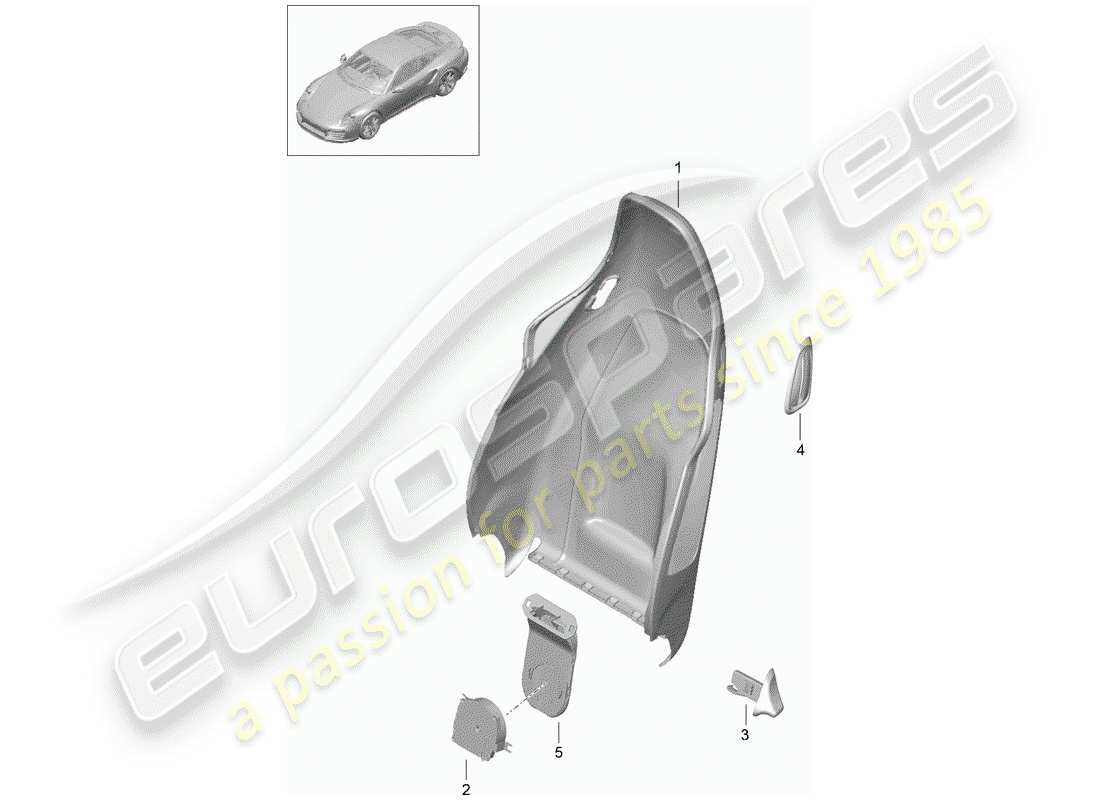 porsche 2020 (991-2 turbo) backrest shell part diagram