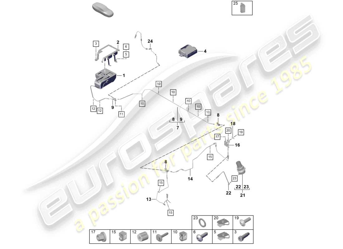 porsche 2019 (992-1) adaptive suspension hydraulic line parts diagram