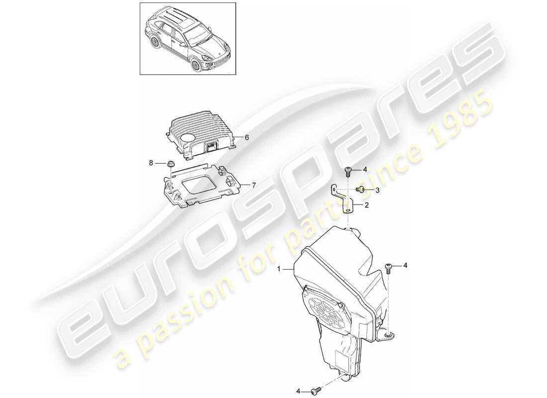 porsche 2013 (cayenne e2 92a) loudspeaker parts diagram