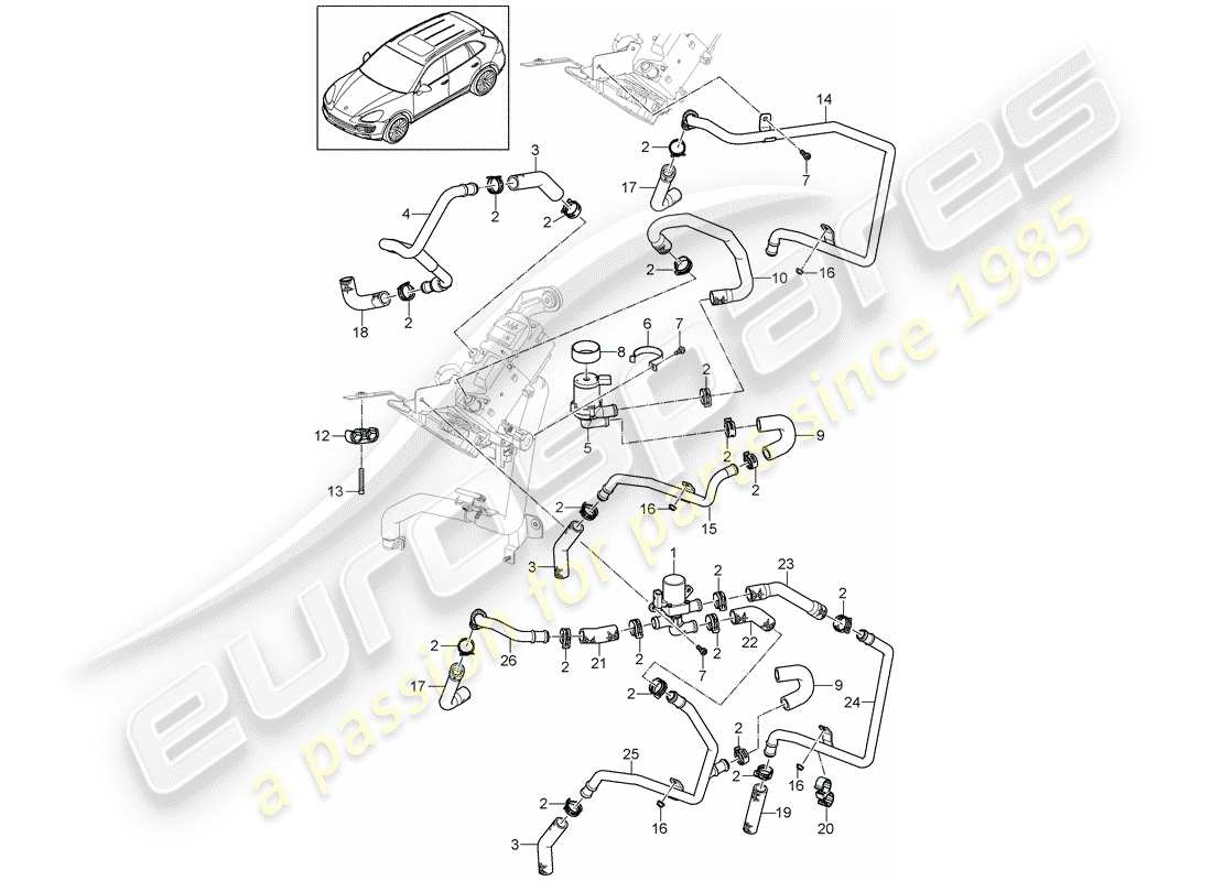 porsche 2013 (cayenne e2 92a) hose parts diagram