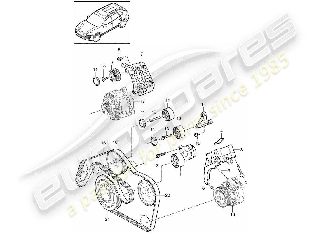 porsche 2014 (cayenne e2 92a) belt tensioner part diagram