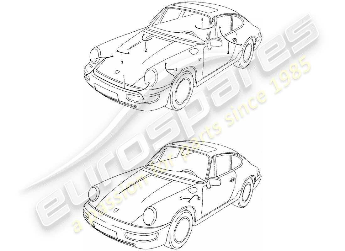 porsche 1994 (964) wiring harnesses - headlamp - anti-locking brake syst. -abs- part diagram