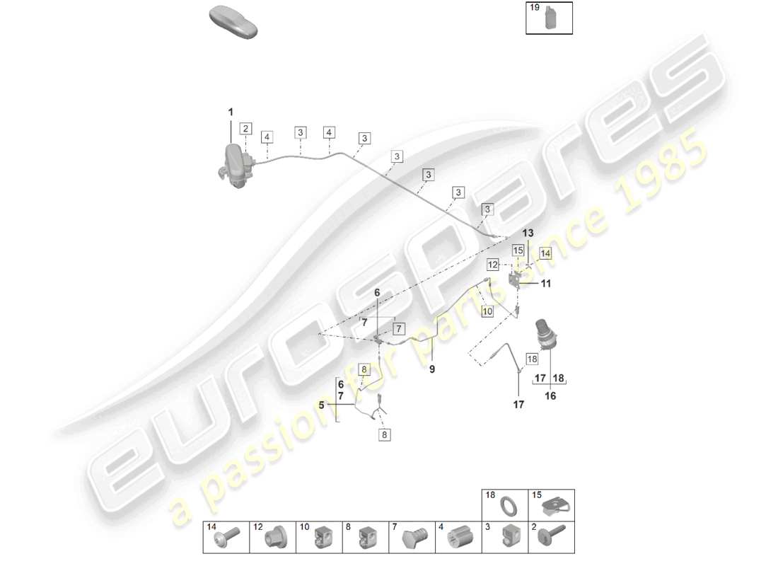 porsche 2019 (992-1) adaptive suspension hydraulic line parts diagram
