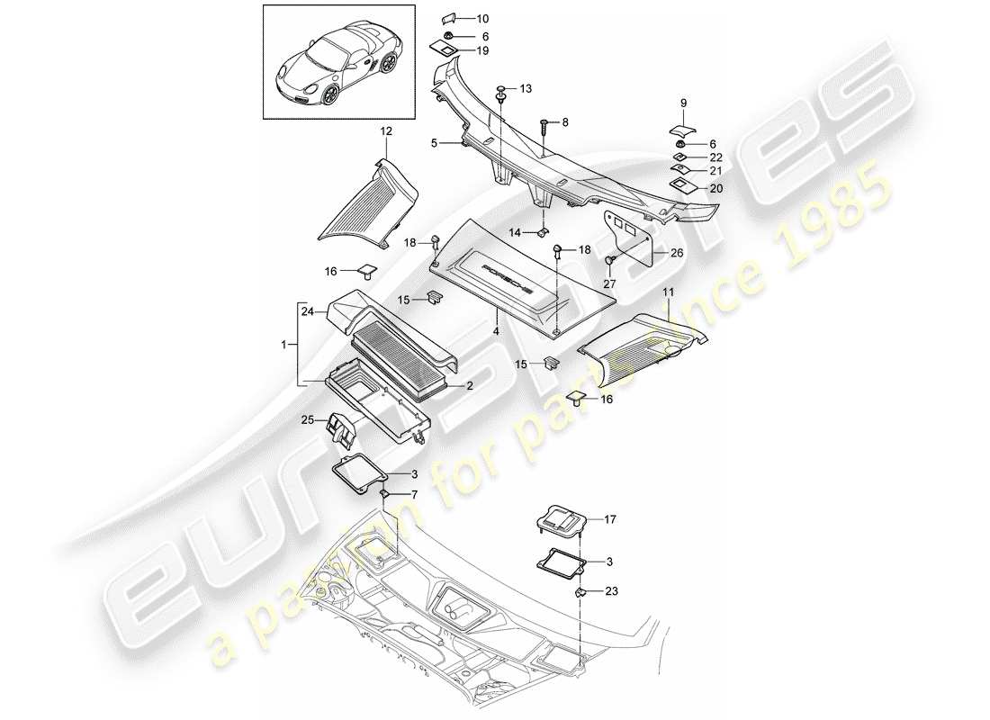 porsche 2006 (987 boxster) particulate filter part diagram