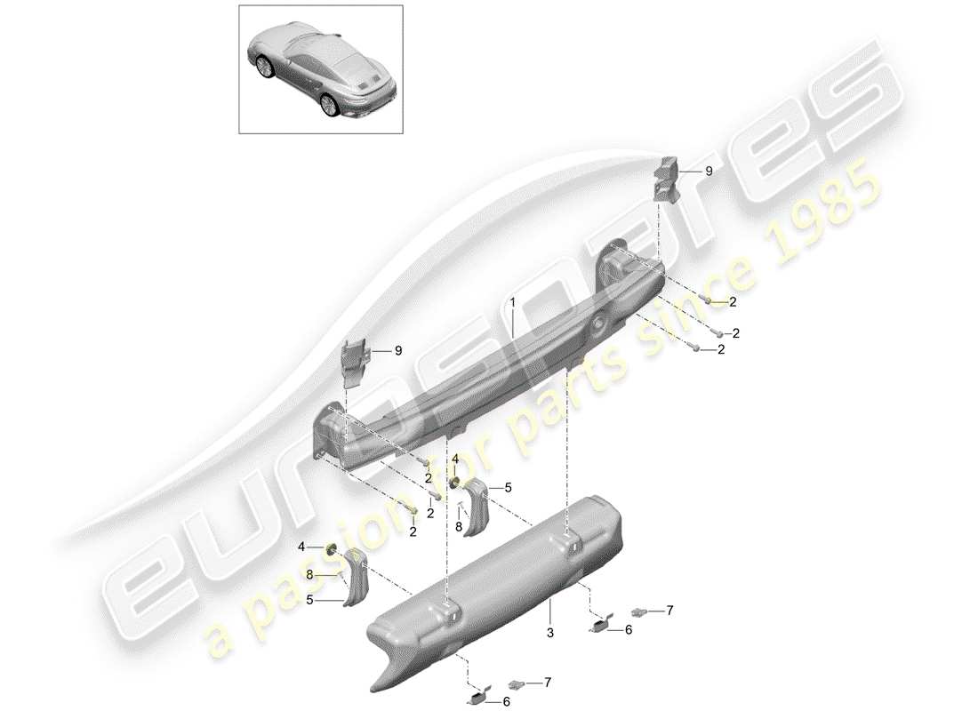 porsche 2015 (991-1 turbo) bumper bracket part diagram