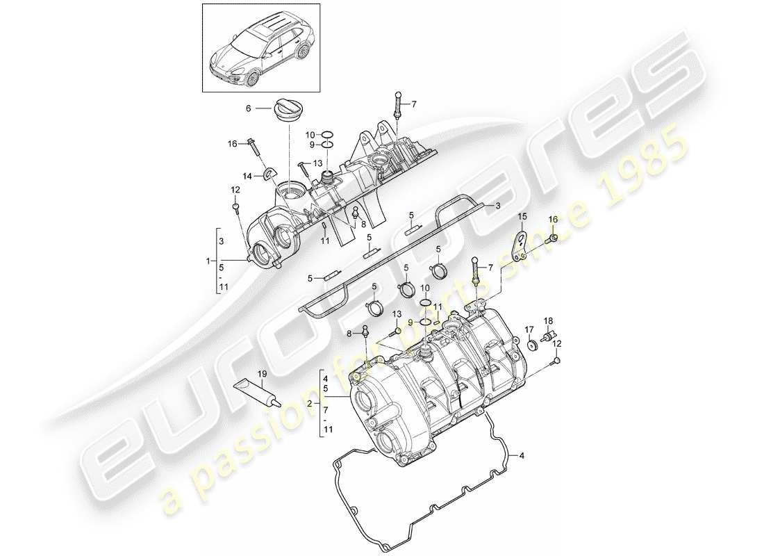porsche 2015 (cayenne e2 92a) valve cover part diagram