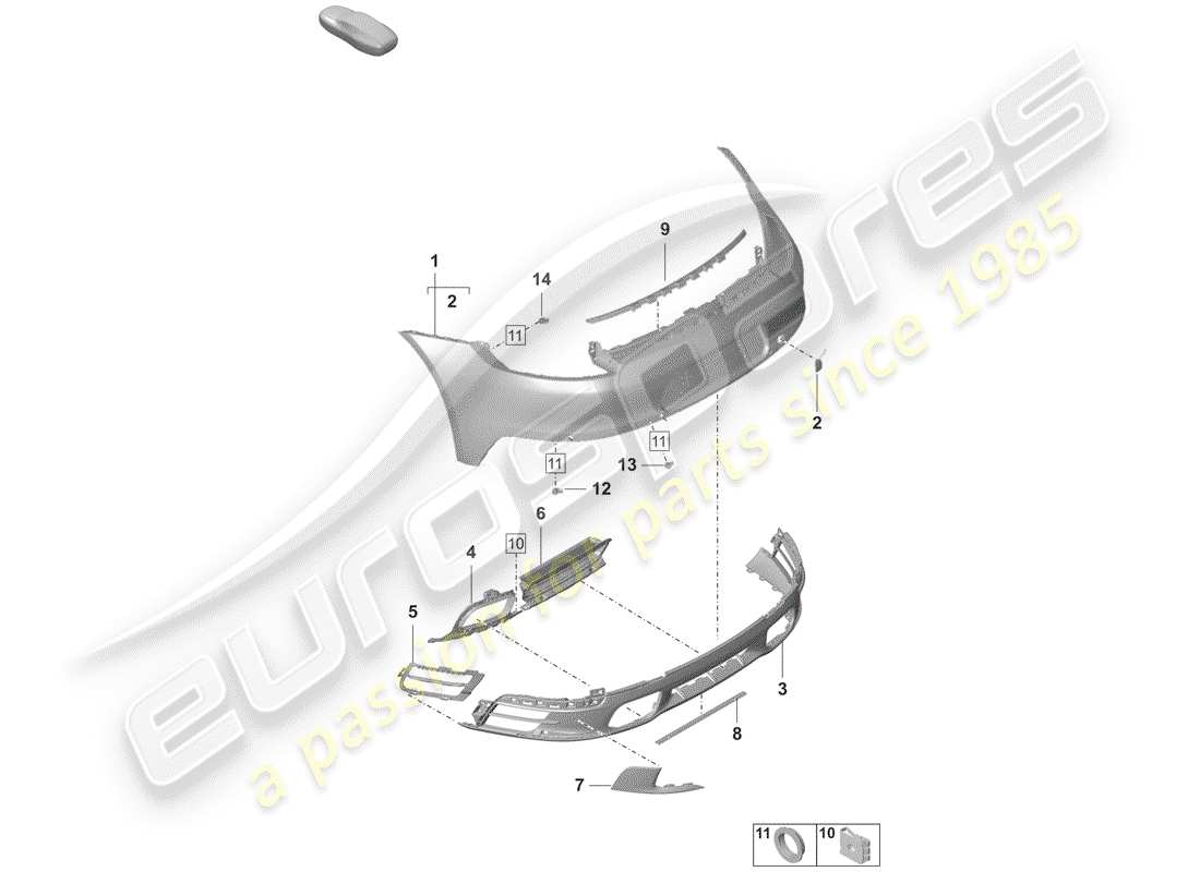 porsche 2020 (992-1) bumper part diagram
