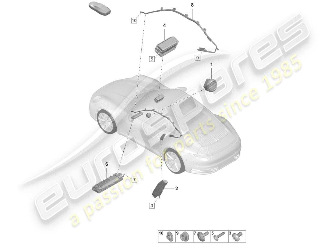 porsche 2020 (992-1) airbag part diagram