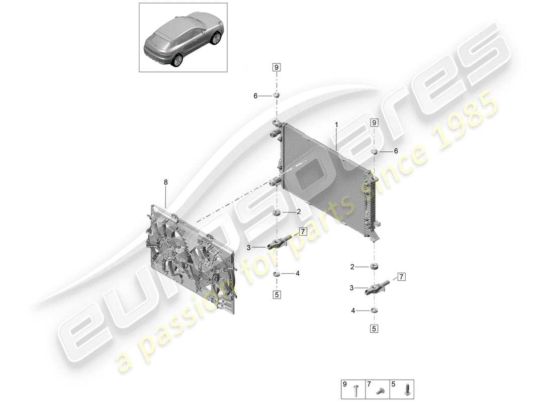 porsche 2020 (macan) water cooling parts diagram