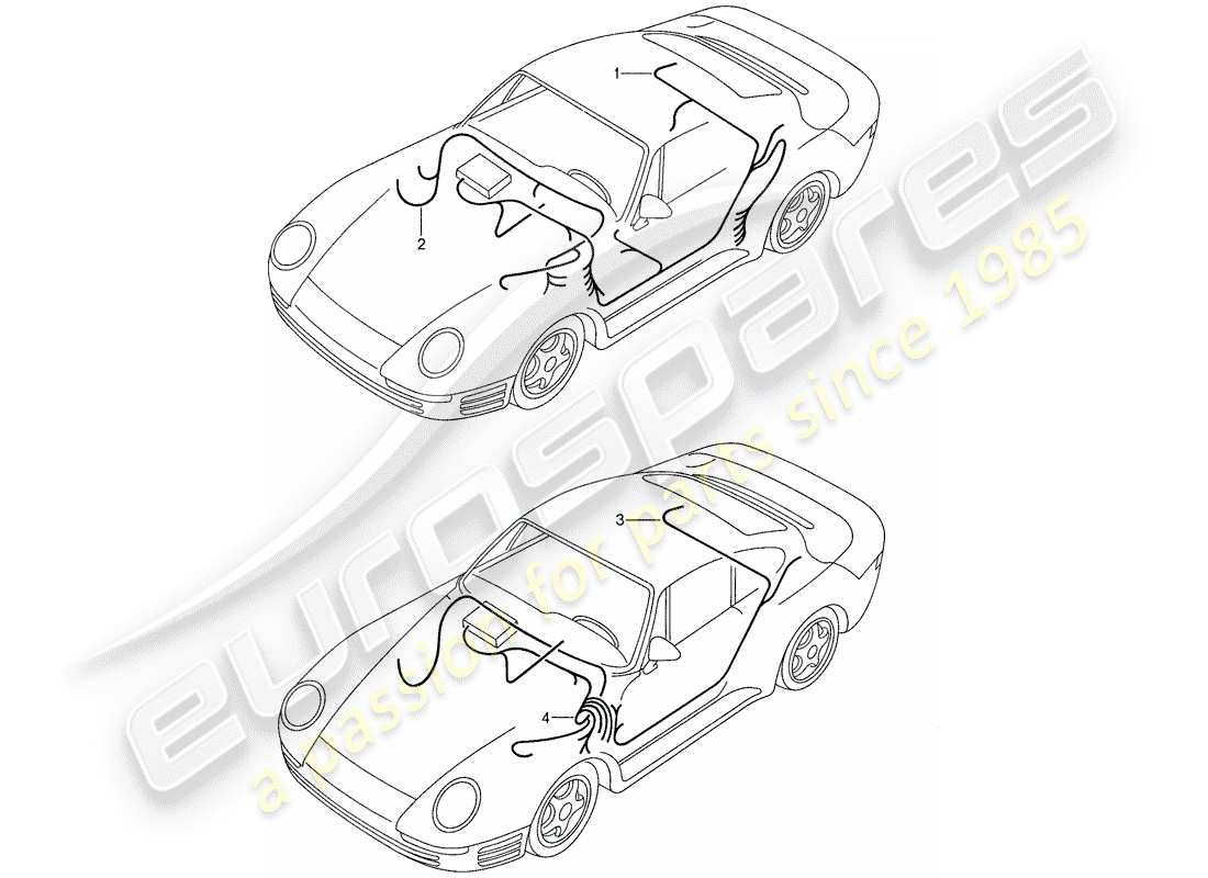 porsche 1987 (959) wiring harnesses - shock absorber adjustment - level adjustment part diagram