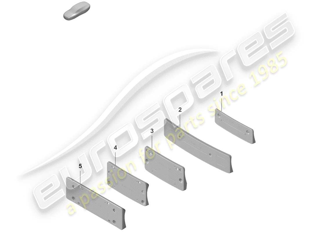porsche 2020 (992-1) license plate bracket part diagram