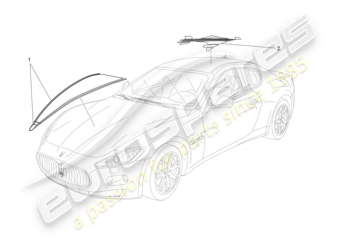 maserati granturismo (2008) shields, trims and covering panels part diagram