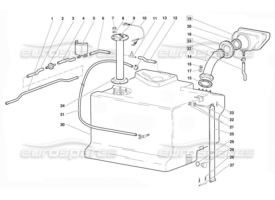 lamborghini diablo (1991) fuel system (valid for june 1992 version) part diagram