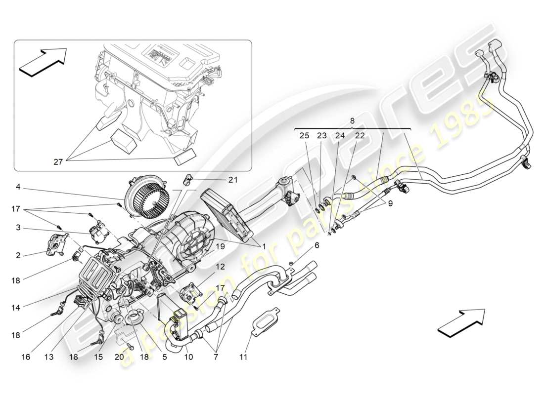 maserati qtp 3.0 tds v6 275hp (2015) a/c unit: tunnel devices parts diagram