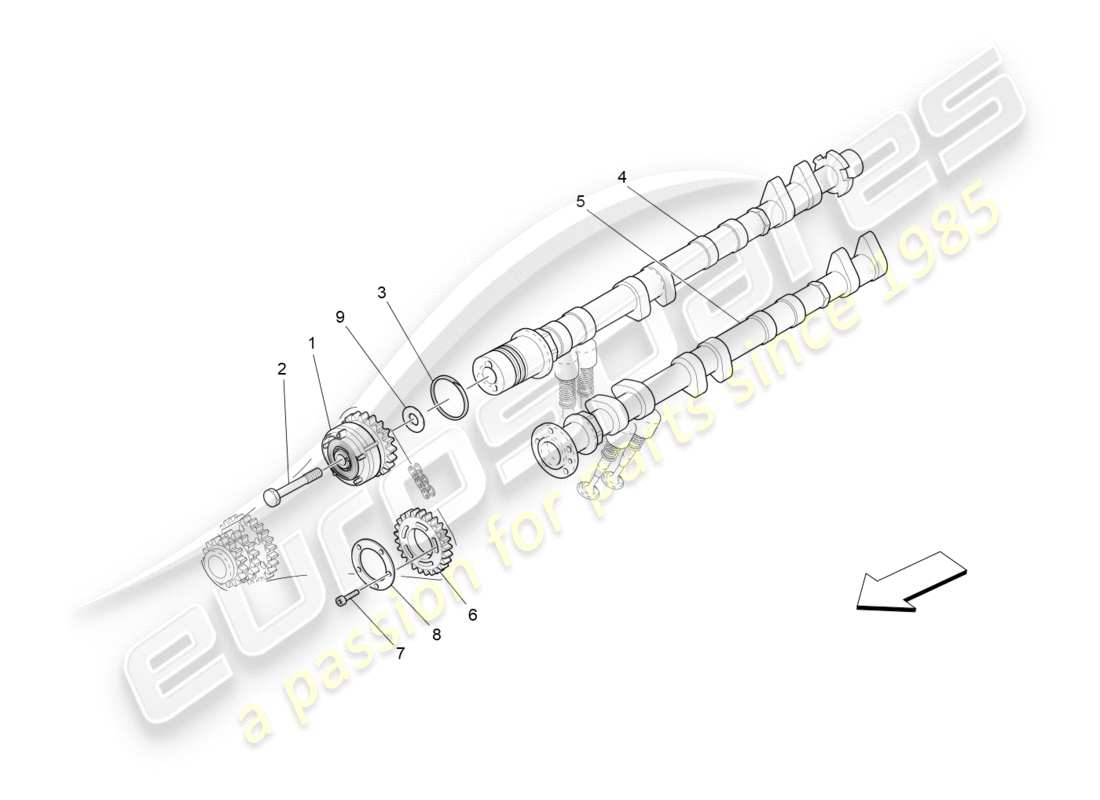 maserati granturismo s (2018) lh cylinder head camshafts part diagram