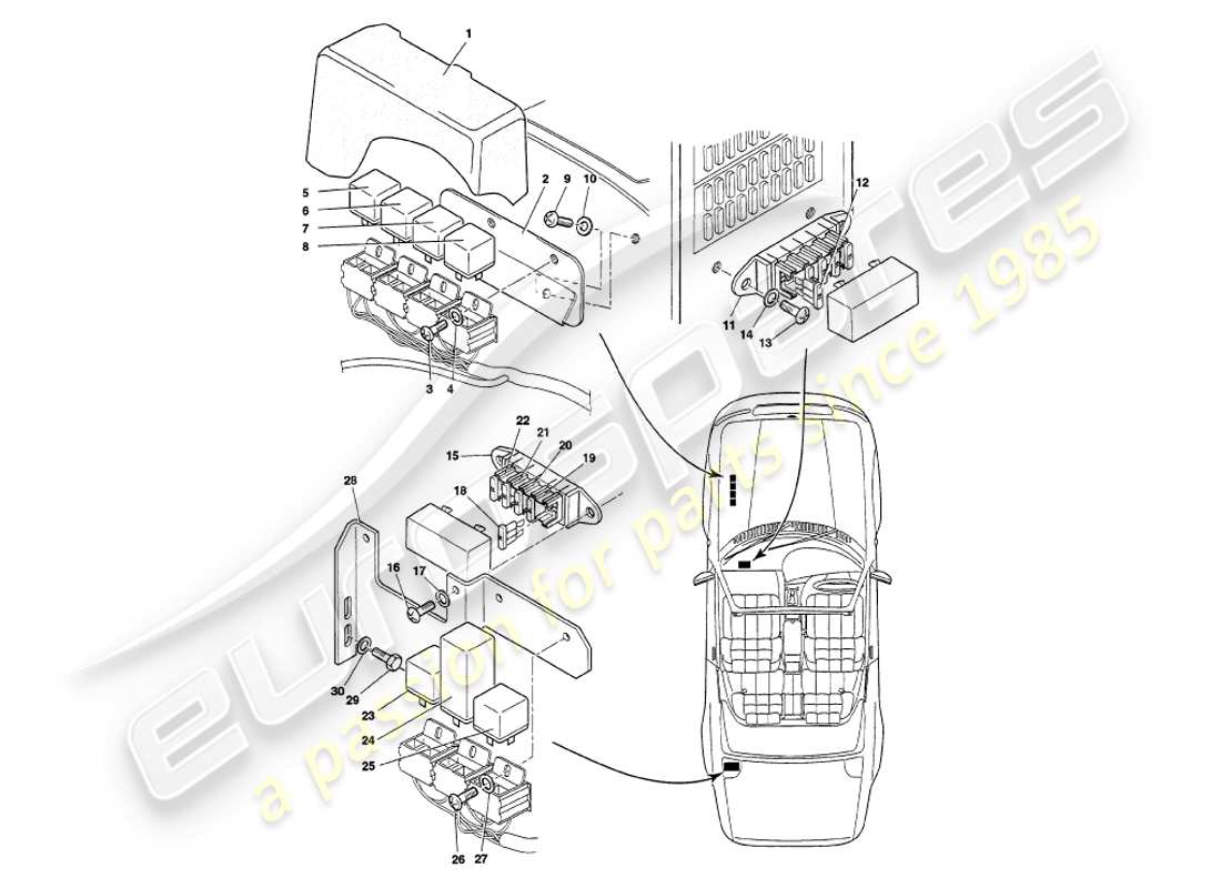 aston martin v8 volante (1998) relays, vin 89027 on part diagram
