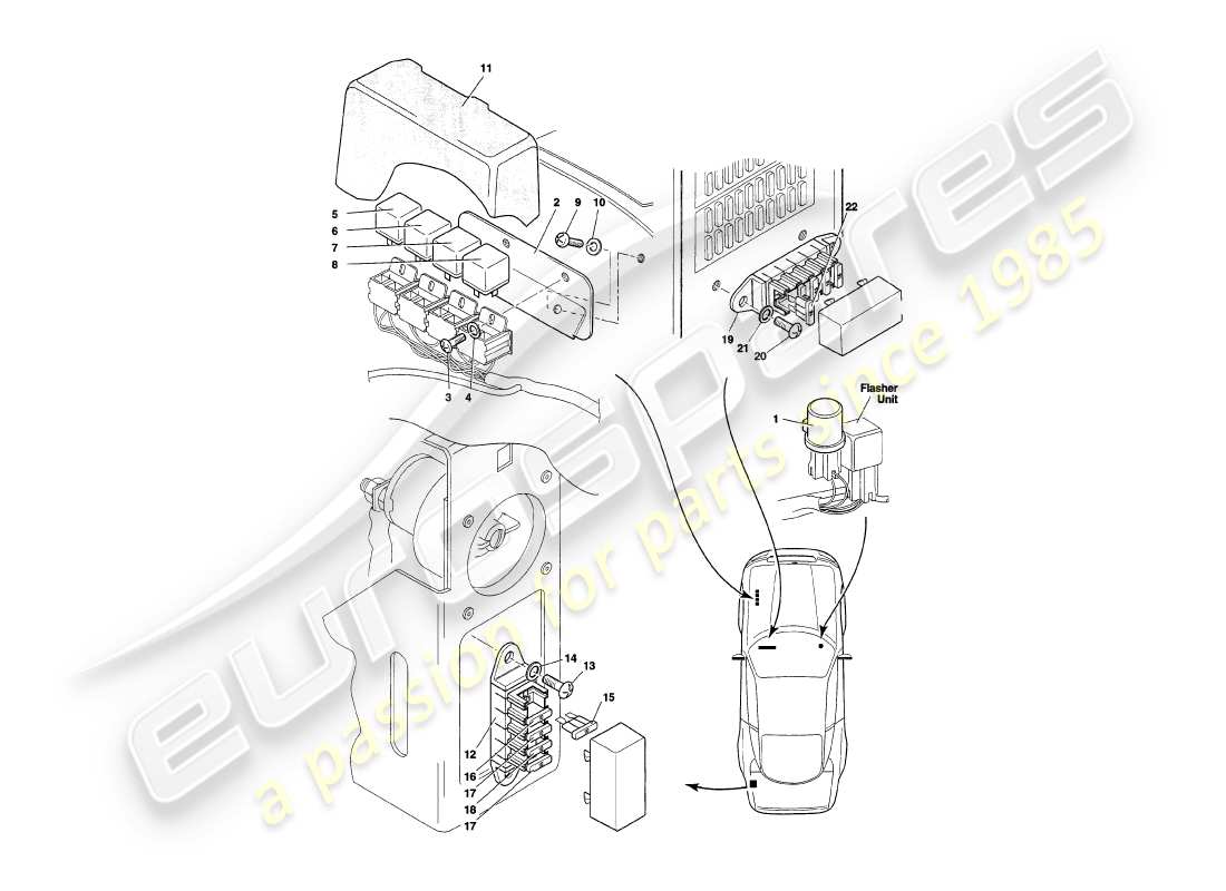 aston martin v8 coupe (2000) relays, vin v79092 on part diagram