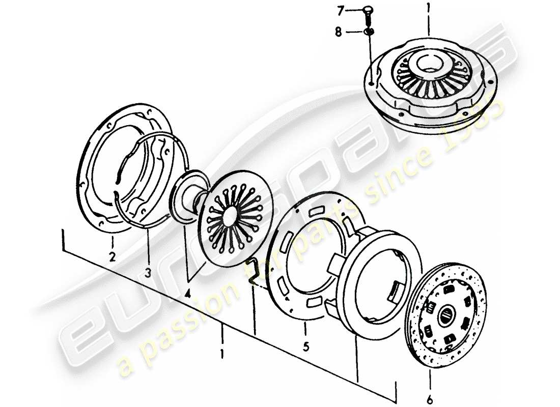 porsche 1955 (356/356a) clutch parts diagram