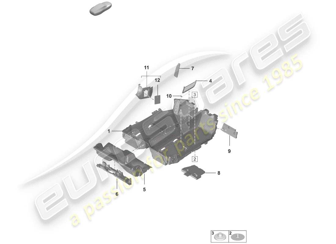 porsche 2020 (992-1) flooring (carpet) part diagram