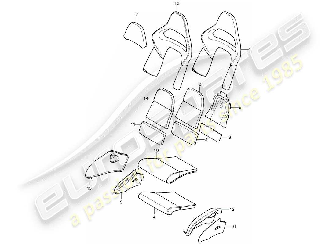porsche 2007 (987 cayman) foam part part diagram