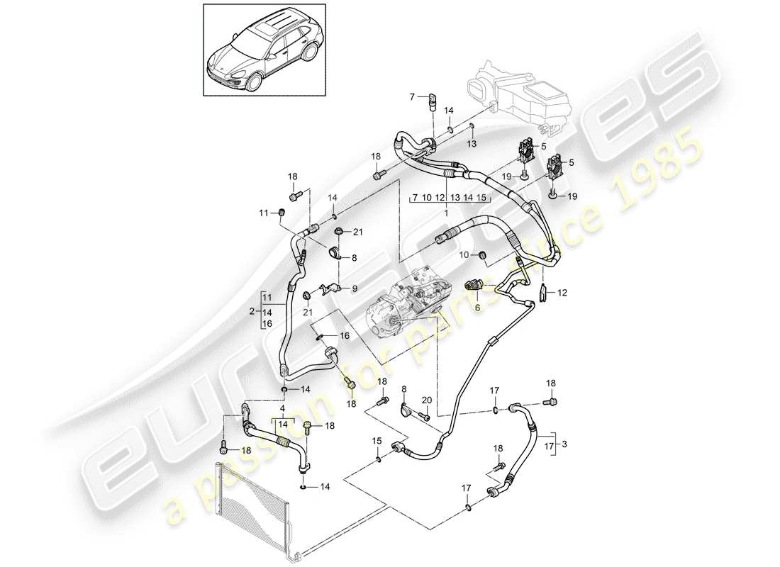 porsche 2013 (cayenne e2 92a) refrigerant circuit parts diagram