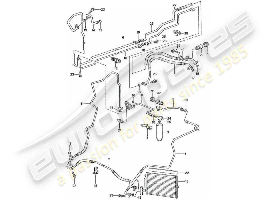 porsche 996 gt3 (2002) refrigerant circuit parts diagram