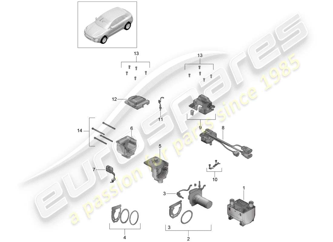 porsche 2016 (macan) additional heater part diagram