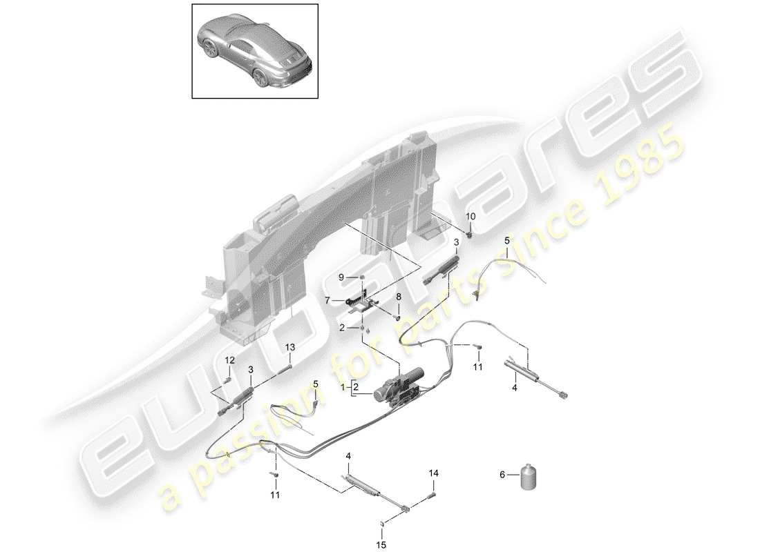 porsche 2018 (991-2) top stowage box part diagram