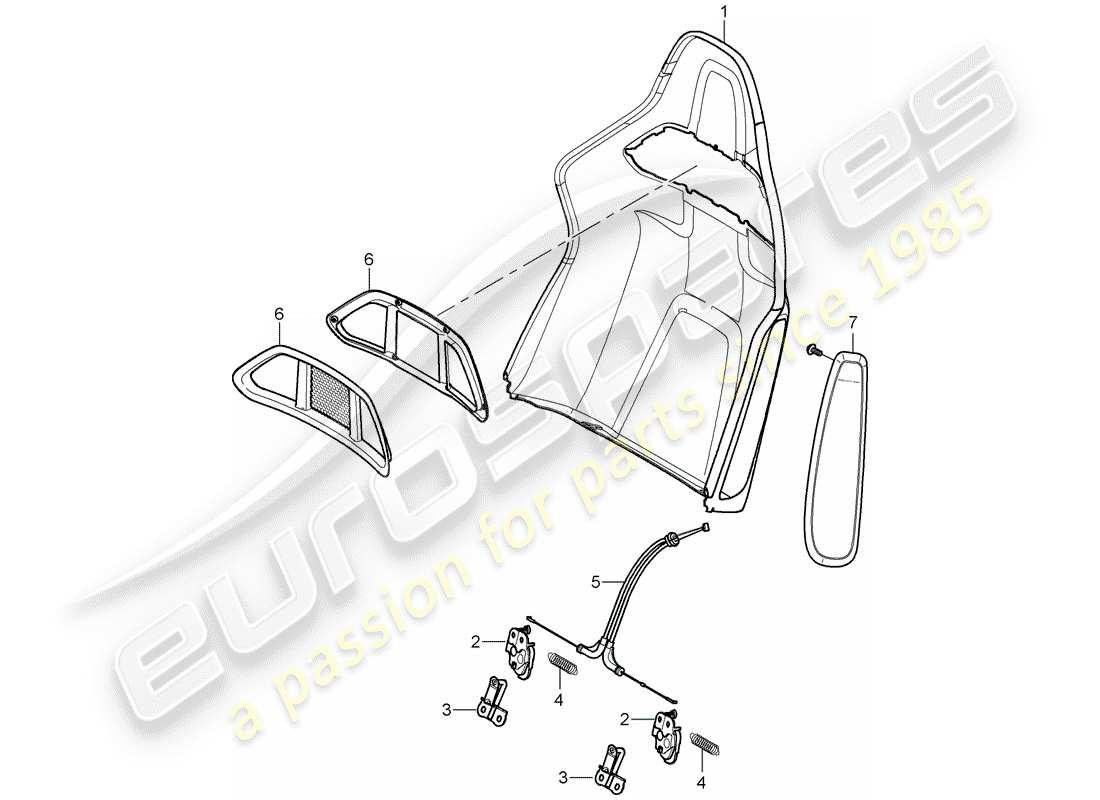 porsche 2006 (987 boxster) backrest shell part diagram