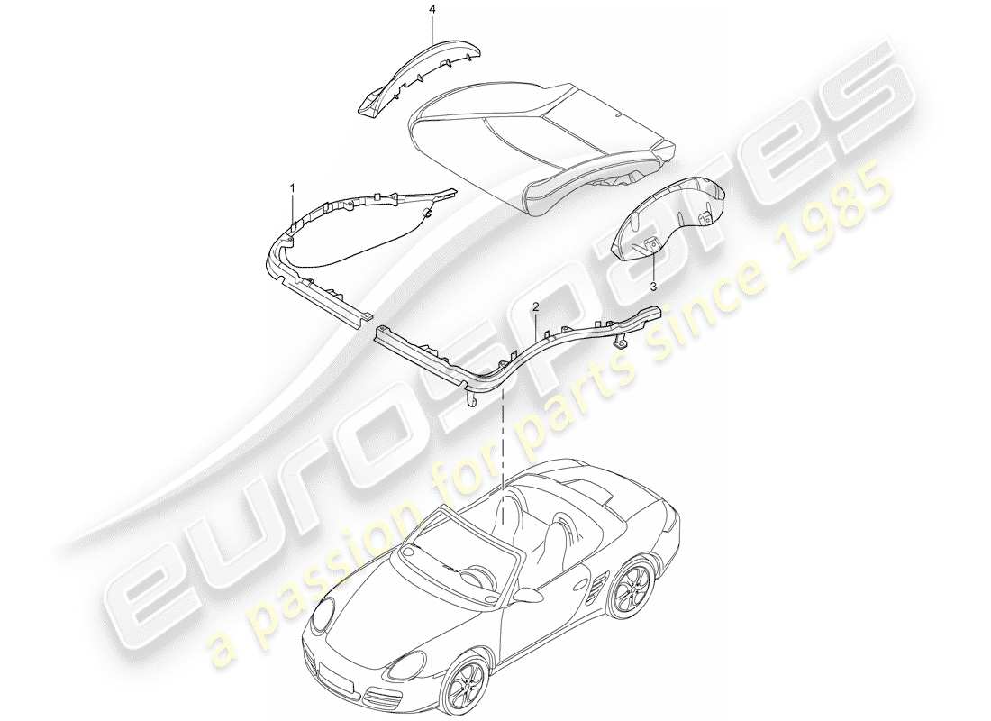porsche 2007 (987 boxster) cushion carrier part diagram