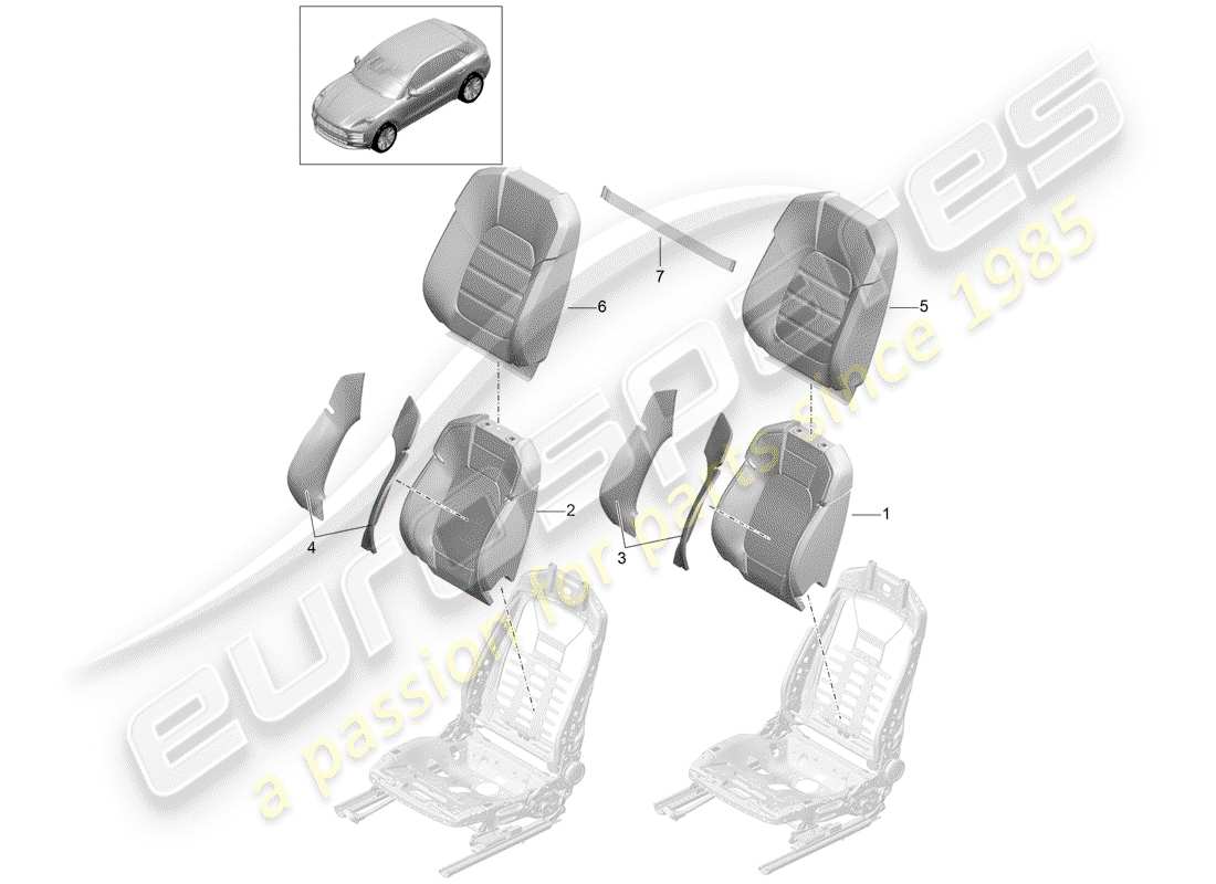 porsche 2020 (macan) foam part parts diagram